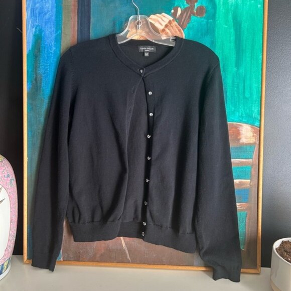 Lord & Taylor Petite Classic Black Women's Cardigan PL - Picture 1 of 16